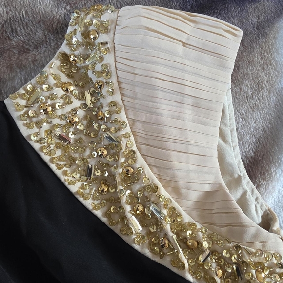 Black Dress with Gold Accent Sleeves - Picture 2 of 5